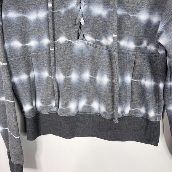 Free People Movement XS Blue Tie Dye Believer Sweatshirt Hoodie Cropped Lace Up - Picture 5 of 10